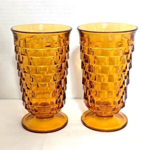 2- Vintage Indiana Amber Drinking Glasses